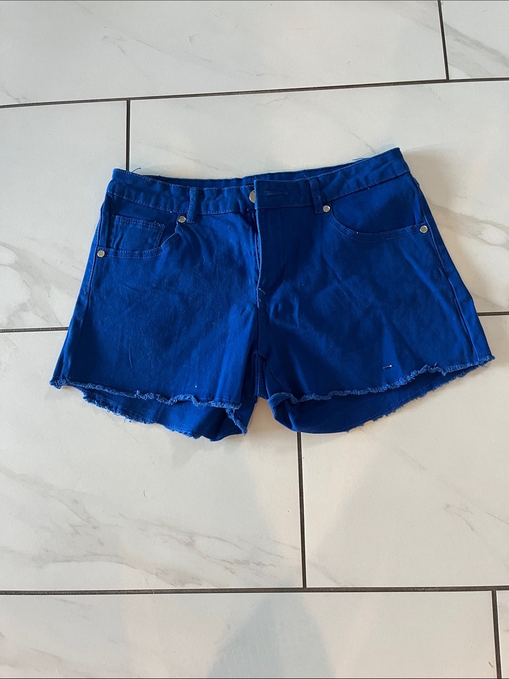 bebe Women's Vibrant Blue Denim Cutoff Shorts